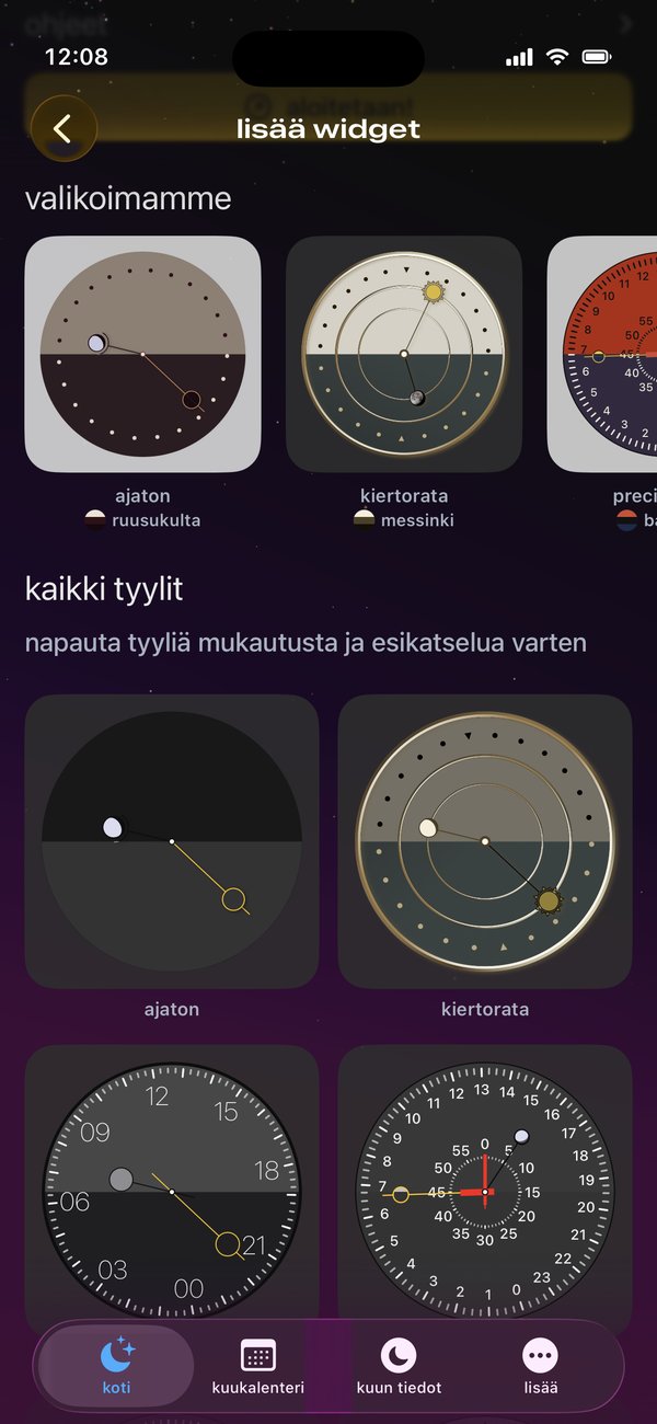 Kaunis widget kotinäytöllä.