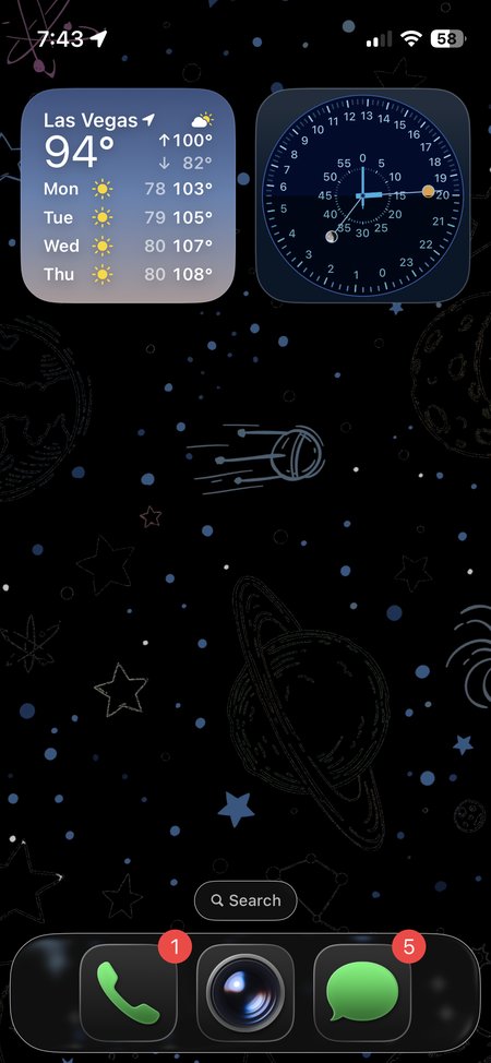 The Orbital widget style, live on a Home Screen.
